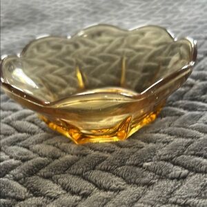Amber Glass Swedish dip nut bowl